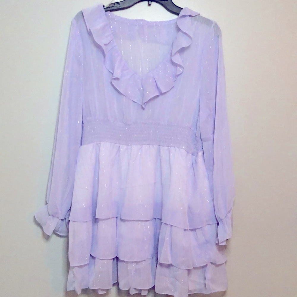 Purple ruffle dress size Large